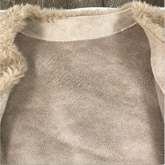 Australian Wool V Neck Fur Coat Women L Brown Soft Cozy Unique Boho Elegant NWT - Picture 8 of 14